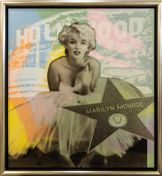 Steve Kaufman Large 55” Marilyn Monroe Hollywood Star Unique Original Signed Canvas