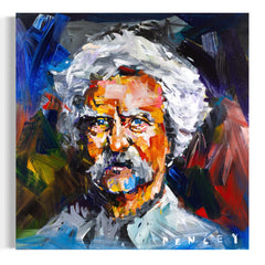 "Portrait of Mark Twain", original 30x30 inch acrylic on canvas painting by contemporary American artist Steve Penley