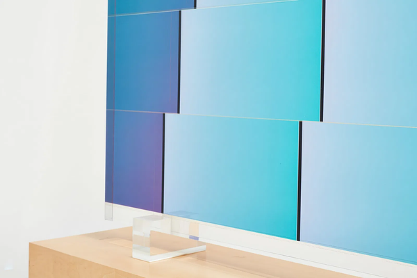 Vasa Monumental Block Blue, Teal, and Pink 1987 65” Original Acrylic Sculpture with Stand