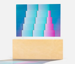 Vasa (Velizar Mihich), Monumental Block Blue, Teal, and Pink - 1987 65in Original Acrylic Sculpture with Stand