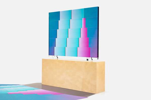 Vasa (Velizar Mihich), Monumental Block Blue, Teal, and Pink - 1987 65in Original Acrylic Sculpture with Stand