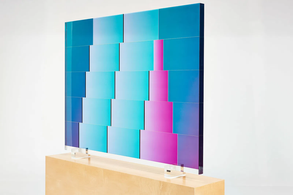 Vasa Monumental Block Blue, Teal, and Pink 1987 65” Original Acrylic Sculpture with Stand