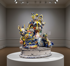 Untitled (Figural Group), a 1998 glazed ceramic sculpture by pioneering American artist Viola Frey