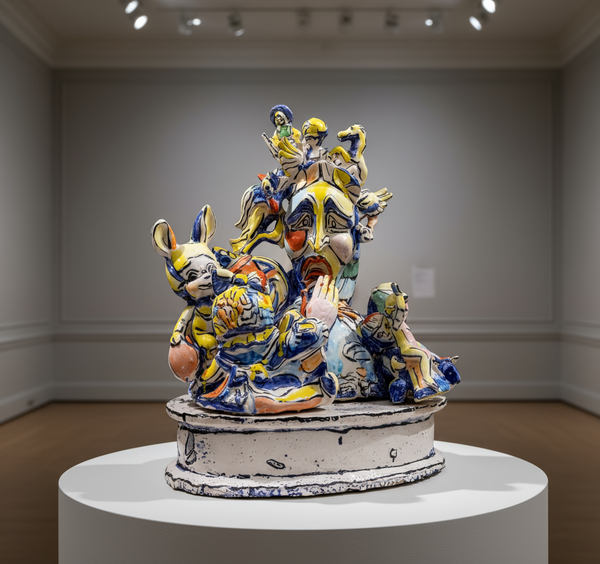 Untitled (Figural Group), a 1998 glazed ceramic sculpture by pioneering American artist Viola Frey