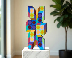 Victor Vasarely, Ter-A, Large 18 Inch Hand Painted Sculpture Signed Edition of 100