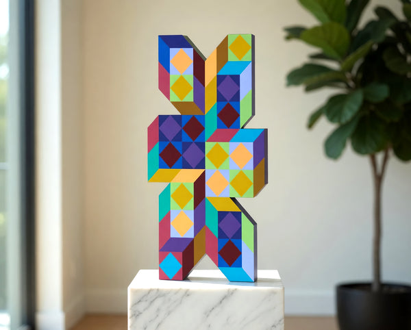 Victor Vasarely, Ter-A, Large 18 Inch Hand Painted Sculpture Signed Edition of 100