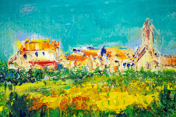 Yolande Ardissone European Vineyard Signed Original Oil on Canvas Painting