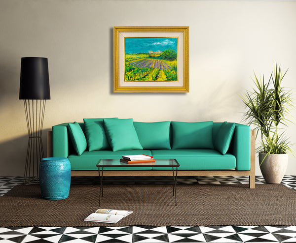 Yolande Ardissone, European Vineyard, Signed Original Oil on Canvas Painting