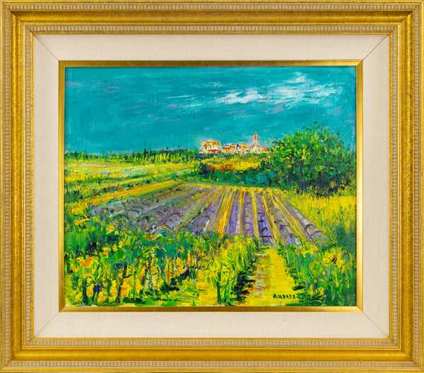 Yolande Ardissone, European Vineyard, Signed Original Oil on Canvas Painting