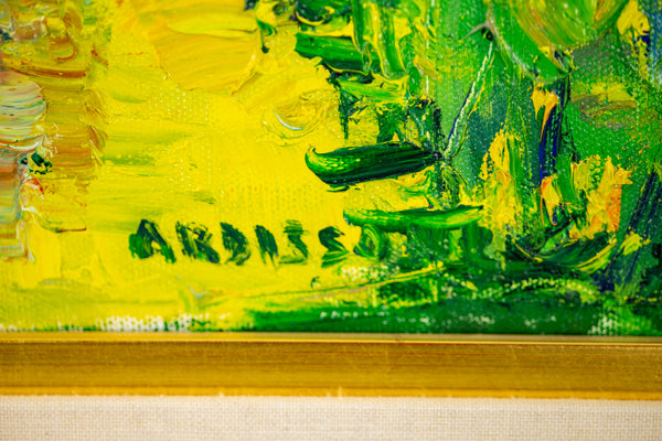 Yolande Ardissone European Vineyard Signed Original Oil on Canvas Painting