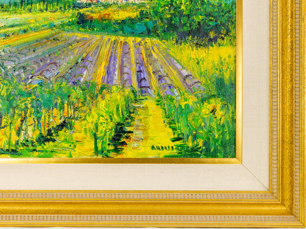 Yolande Ardissone European Vineyard Signed Original Oil on Canvas Painting
