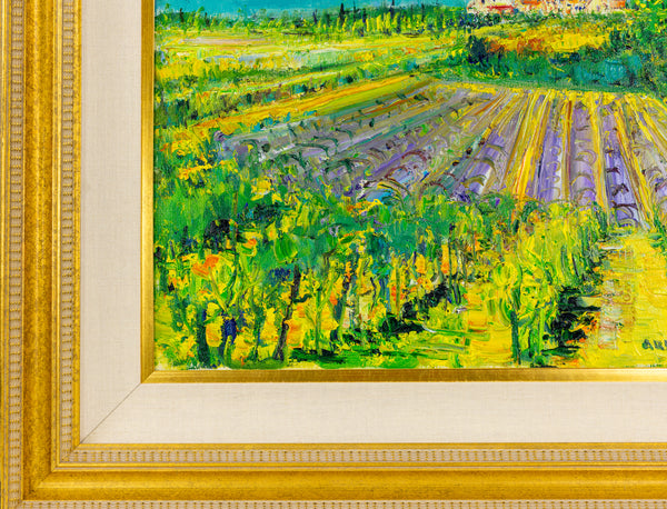Yolande Ardissone European Vineyard Signed Original Oil on Canvas Painting