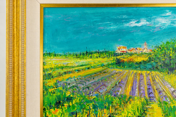 Yolande Ardissone European Vineyard Signed Original Oil on Canvas Painting