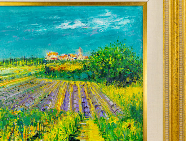 Yolande Ardissone European Vineyard Signed Original Oil on Canvas Painting