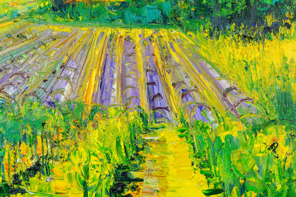 Yolande Ardissone European Vineyard Signed Original Oil on Canvas Painting