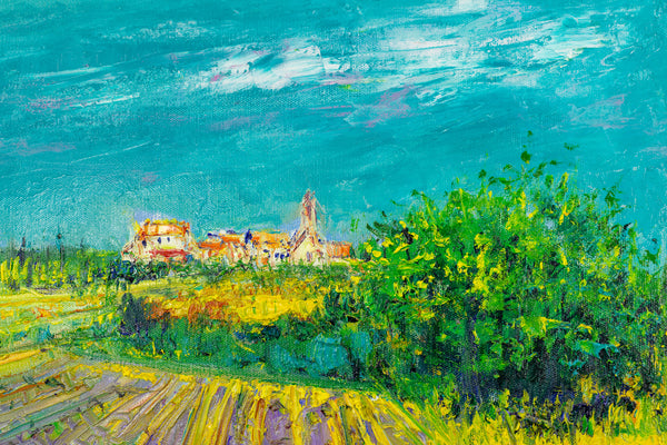 Yolande Ardissone European Vineyard Signed Original Oil on Canvas Painting