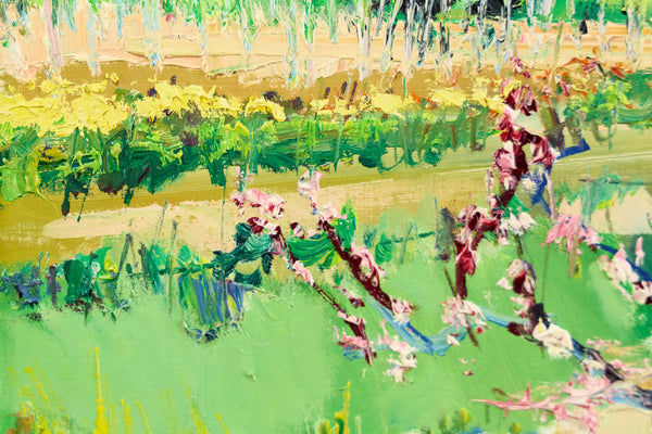 Yolande Ardissone, Pecheurs en Fleurs, Signed Original Oil on Canvas Painting