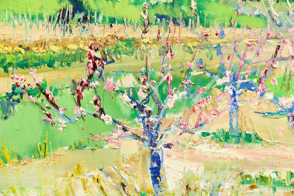 Yolande Ardissone, Pecheurs en Fleurs, Signed Original Oil on Canvas Painting