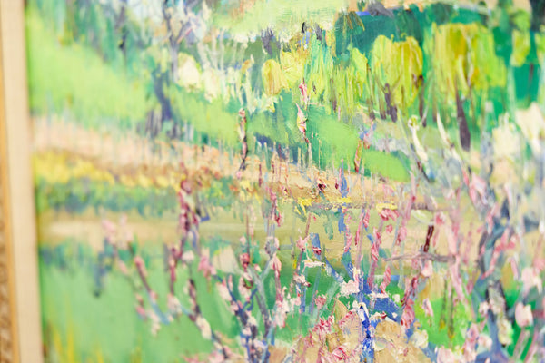 Yolande Ardissone, Pecheurs en Fleurs, Signed Original Oil on Canvas Painting