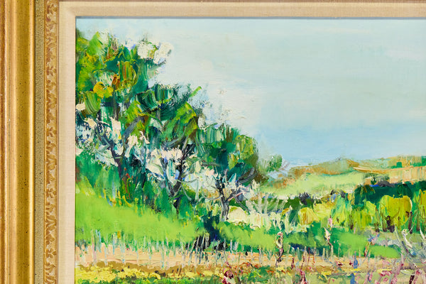 Yolande Ardissone, Pecheurs en Fleurs, Signed Original Oil on Canvas Painting