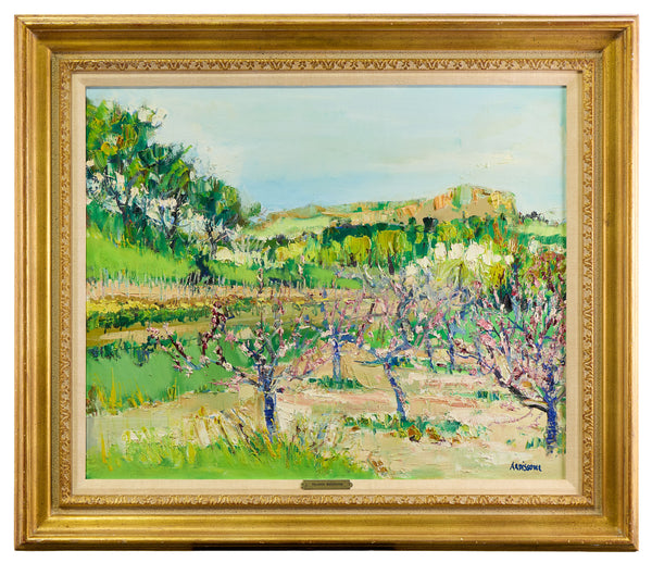 Yolande Ardissone, Pecheurs en Fleurs, Signed Original Oil on Canvas Painting