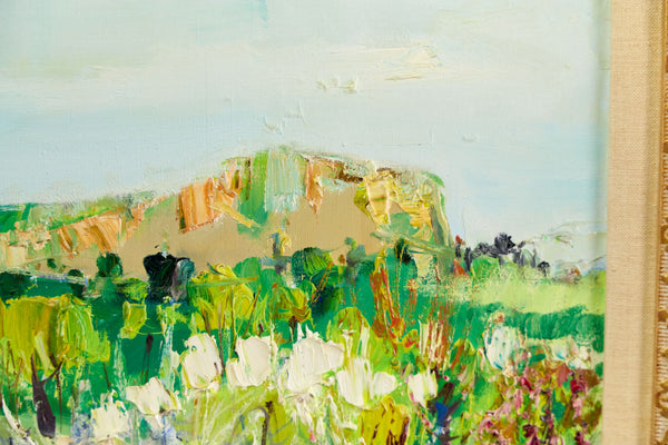 Yolande Ardissone, Pecheurs en Fleurs, Signed Original Oil on Canvas Painting