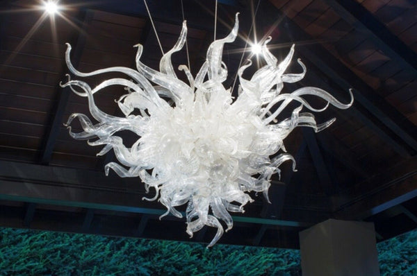 Dale Chihuly Chandelier 4.5' x 8' Emery Gilded Pearl Chandelier Inc. Installation