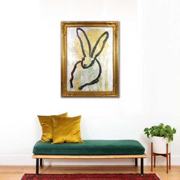 Hunt Slonem Signed Original Gold Bunny Painting