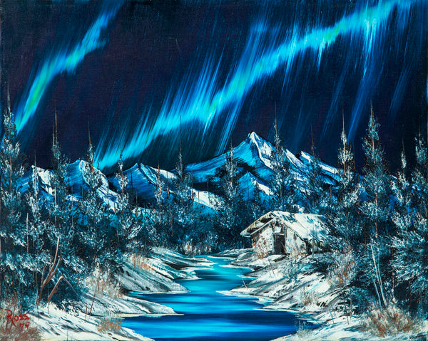 Bob Ross Original Signed Northern Lights, Painting Contemporary Art