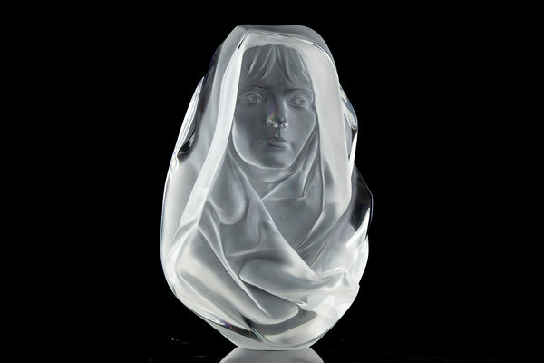 Penumbra $12k retail, W/Stand hand Signed Lucite Female Sculpture Modern Art