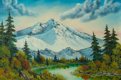 Authentic Original Mountain Summit Painting, Contemporary Art