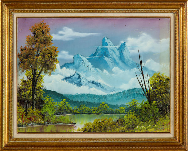 Bob Ross Towering Peaks, Signed Original Painting Contemporary Art