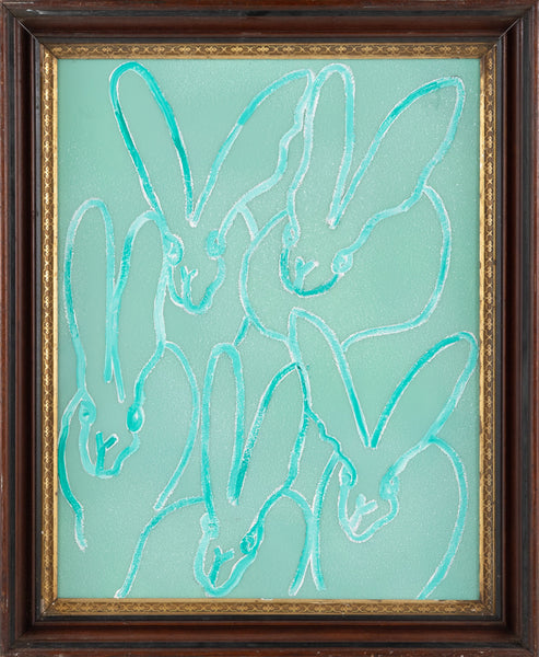 Hunt Slonem Aquamarine Bunny Painting Contemporary Art