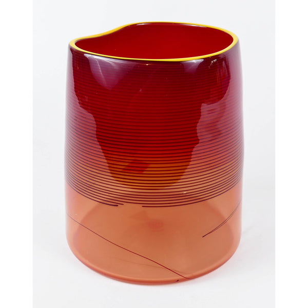 Dale Chihuly Original Red Blanket Cylinder Contemporary Glass Art