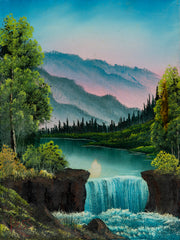 Bob Ross | Bob Ross Mountain Waterfall Signed Original Painting  Contemporary Art (1980) | Artsy