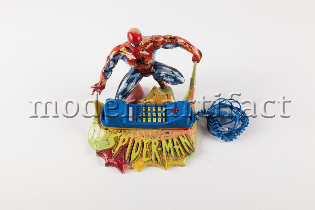Steve Kaufman - Spiderman Marvel Phone Hand Painted Sculpture Pop Art  Signed COA - for sale