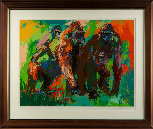 LeRoy Neiman Gorilla Family Ltd Serigrap, Signed Painting Art African Wildlife Animals