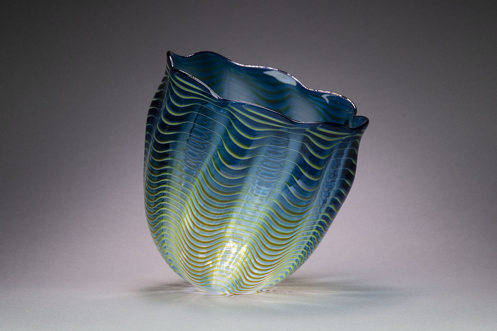 Dale Chihuly - Teal Blue Seaform Persian Basket Original Glass