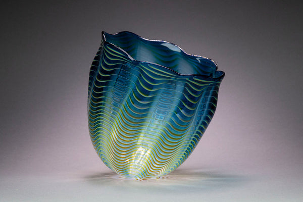 Dale Chihuly Teal Blue Seaform Persian Basket Original Glass Sculpture