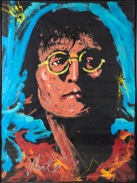 John Lennon Oil on Paper Original Painting Massive 75 3/4" x 58 1/4" frames Rare