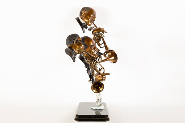Paul Wegner Dizzy Louis Handy Bronze 30" Signed Sculpture Music Blues Jazz 26k retail
