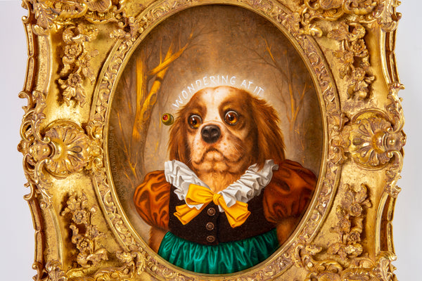 Donald Roller Wilson Original Dog Portrait Oil Painting Wondering At It Art