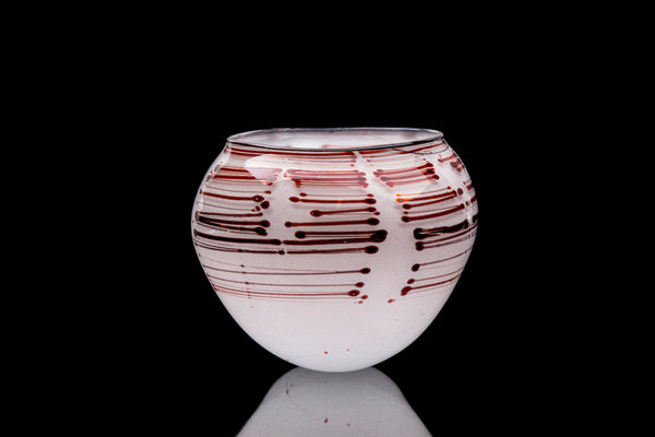 Dale Chihuly 1979 White Tabac Basket w/Brown Stripes Signed Contemporary Handblown Glass Art