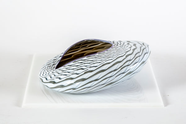Dale Chihuly Black and White Seaform with Purple Lip Wrap
