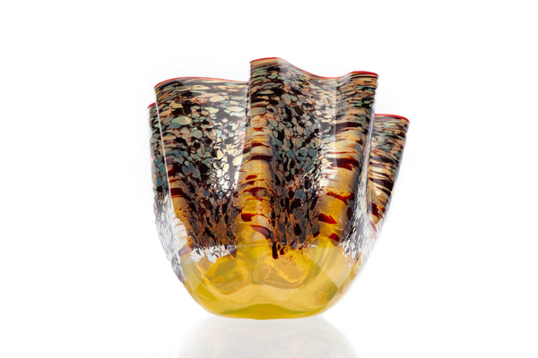 Dale Chihuly Carnival Macchia with Red Lip, Signed Handblown Glass Contemporary Art
