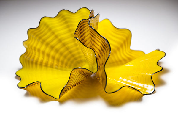 Radiant Yellow Persian Pair with Black Lip Wraps, circa 1995 — Dale Chihuly