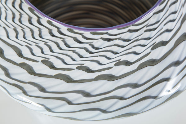 Dale Chihuly Black and White Seaform with Purple Lip Wrap
