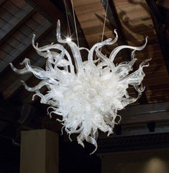 Dale Chihuly Chandelier 4.5' x 8' Emery Gilded Pearl Chandelier Inc. Installation