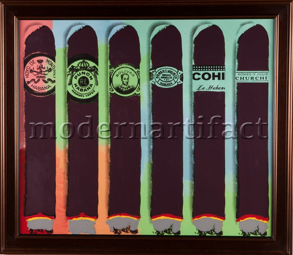 Steve Kaufman 6 Cigar Cohiba Punch Original Oil Painting Large Bar Man Cave