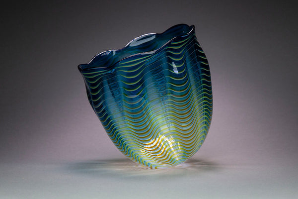 Dale Chihuly Teal Blue Seaform Persian Basket Original Glass Sculpture